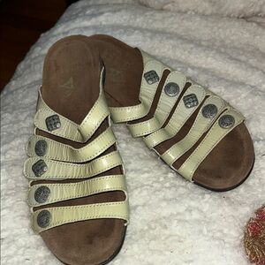Dansko Cream Sandals with Contoured Footbed
